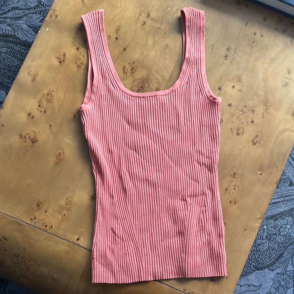 Zimmermann Pink Ribbed Sleeveless Tank Top